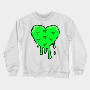 Green Melting Acid Heart Crewneck Sweatshirt